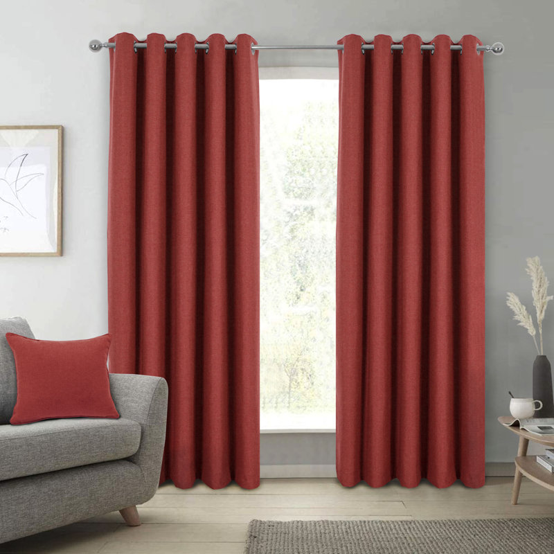 Altynai Blackout Curtain Pair, Terracotta, 114 W x 183 D cm
