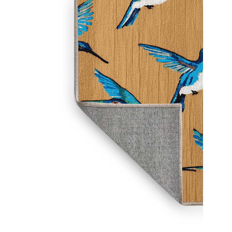  Washable Hummingbirds Hawaiian Area Rug, Rond 5 pi