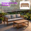 Ensemble de canapé d'extérieur en bois d'acacia avec table basse et panneaux de rotin tissés à la main-636539442