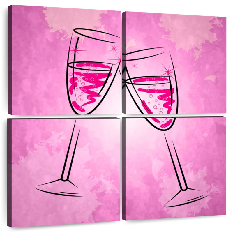 Yarlin Pink Champagne Glasses, 45" H x 45" W