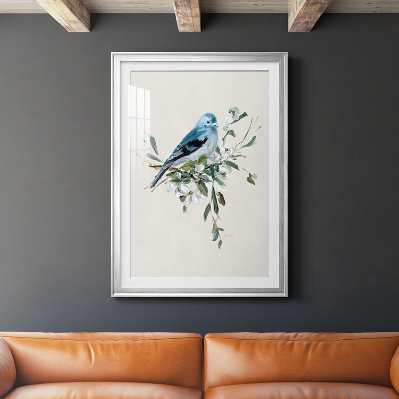 " Bluebird Happy I ", Silver Framed, 24.5" H x 18.5" W x 1" D