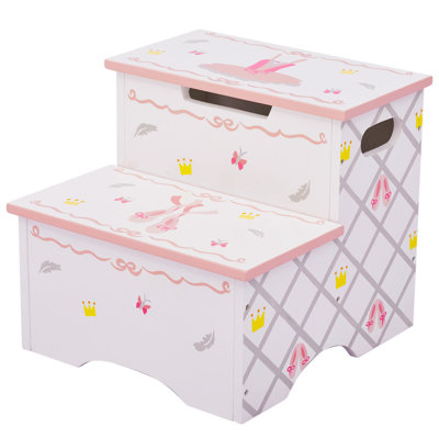 Fantasy Fields White/Pink 2 - Step Stool with Storage