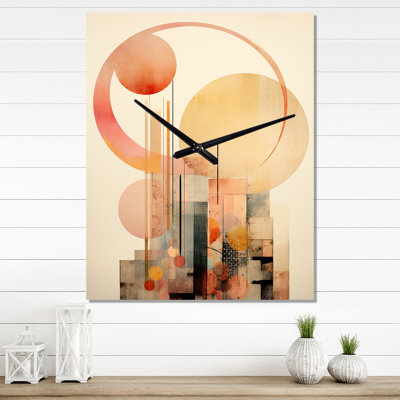 Golden City Dreams Retro Illustration III - horloge murale géométrique moderne surdimensionnée