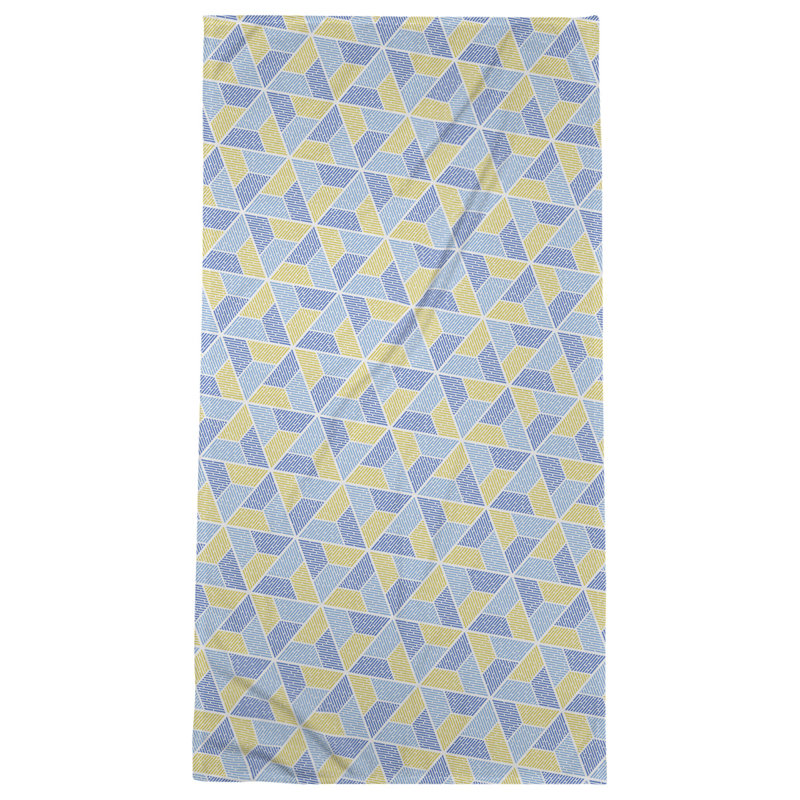 Serviette de bain trapézoïde, Bleu/jaune