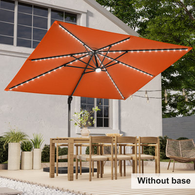 Sonceria 138 " W Rectangular Lighted Rotating and Adjustable Cantilever Umbrella with Crank Lift