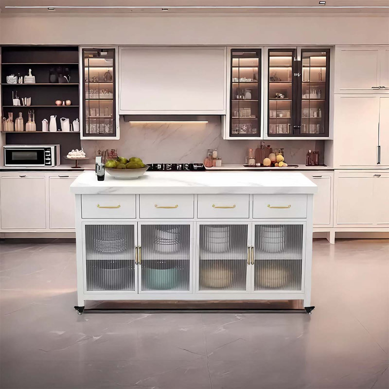 Open kitchen marble movable simple island