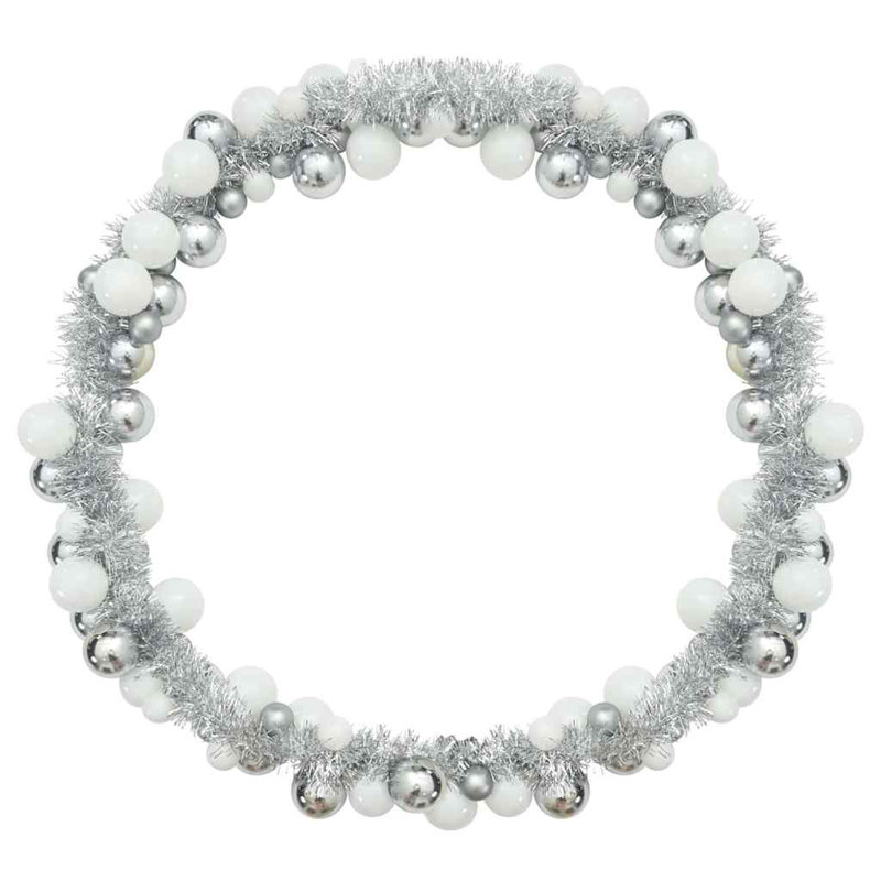 vidaXL Christmas Ball Garland 186 cm Polystyrene, White/Silver