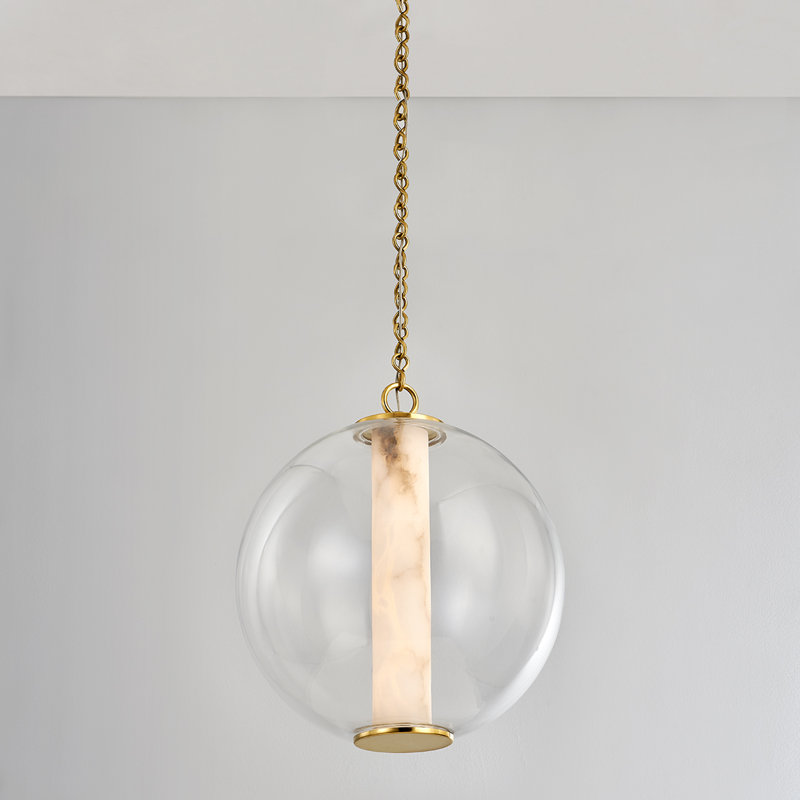 Luminaire suspendu sphère 1 lumière DEL, H 13,75 po x l 12 po x P 12 po