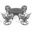 Table de salle à manger en aluminium coulé 5 saisons toutes saisons - 4 chaises pivotantes et une table ronde noire de 47,24 po.-1418780699