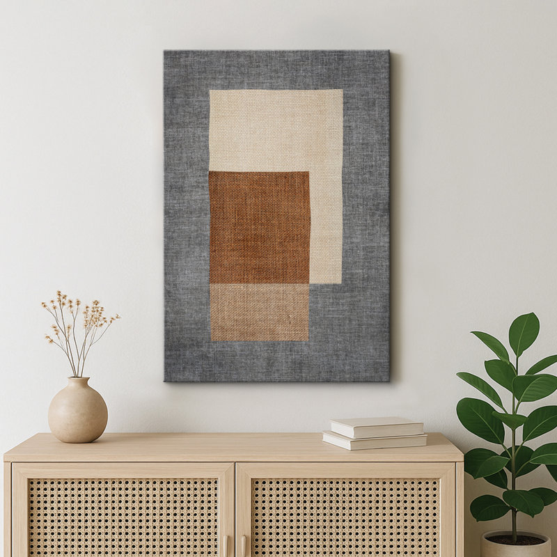 Style Mid-Century, blocs bruns du milieu du siècle, illustrations géométriques abstraites, minimaliste moderne, Toile tendue