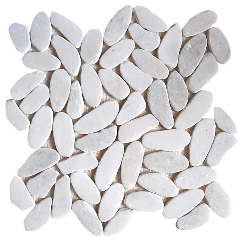 Mini-tuile de galets ovale blanc caillé CNK Tile