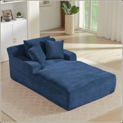 Oversized Chaise Lounge Chair Indoor, Corduroy Upholstered Modern Sofa Couch,No Assembly Required,Comfy Sleeper Sofa For Living Room,Office