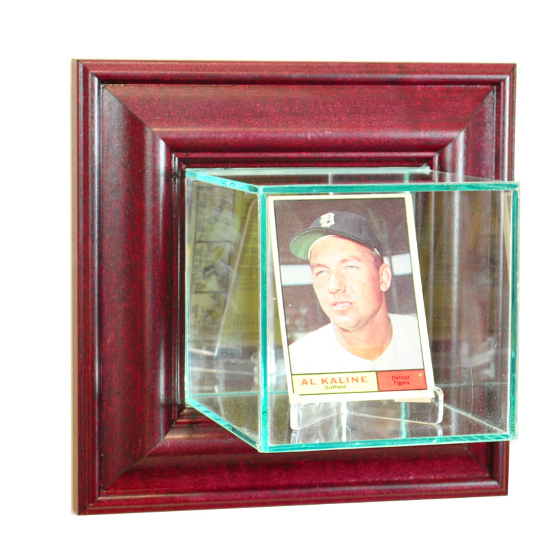 Perfect Cases And Frames 8'' W 5'' D Baseball Glass Player Card Case, Cherry