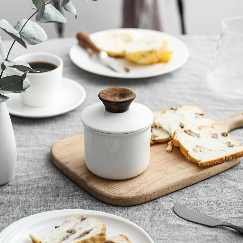 DOWAN Christiane Porcelain Butter Dish, white