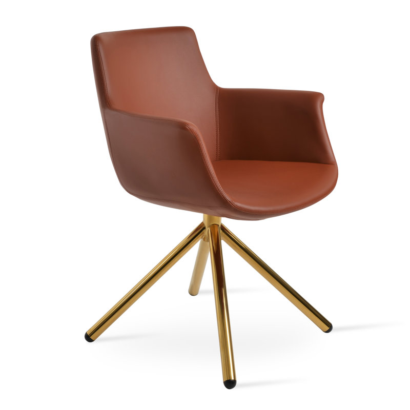 Fauteuil rotatif Bottega, Cannelle, Or