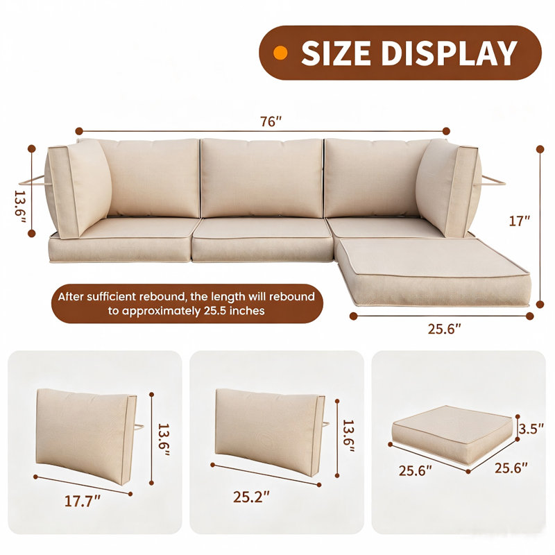9-Piece Outdoor Chair Cushions Set, Patio Furniture Cushions Replacement with Foam Seat Cushions, Non-Slip Outdoor Seat Cushions for Patio Furniture & Outdoor Couch.