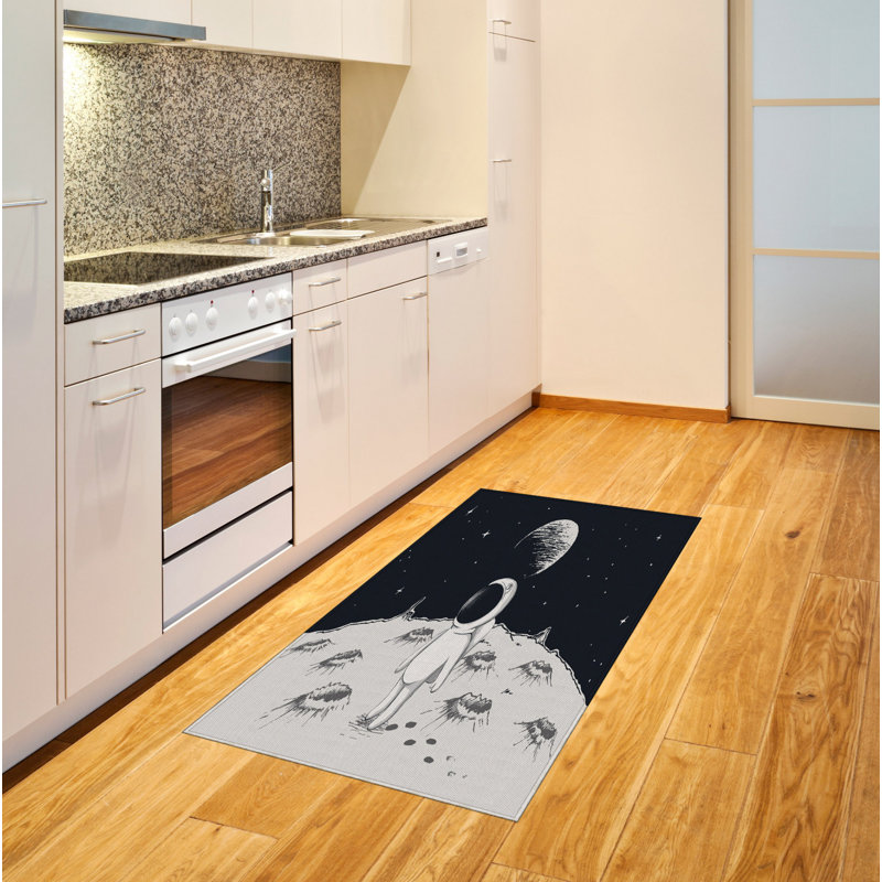 Tapis décoratif à longues fibres en polyester à haute densité Astronaut, Rectangle 2 pi 7 po x 5 pi