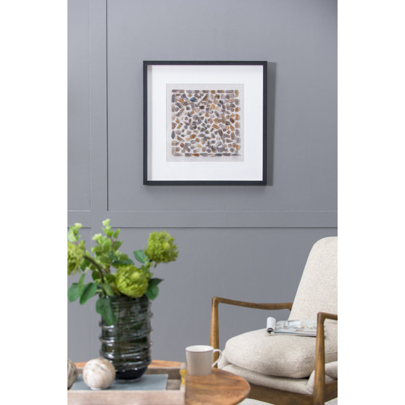 Agate, art mural 23,6 po, cadre noir, envers en velours, idéal pour le bureau ou le salon transitionnel, boîte encadrée de velours de 23,6 po x 23,6 po