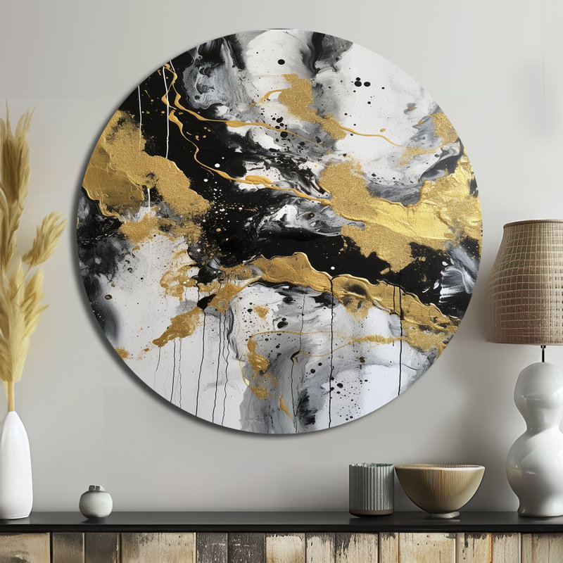 Everly - Art abstrait rond en métal, H 23 po x l 23 po 