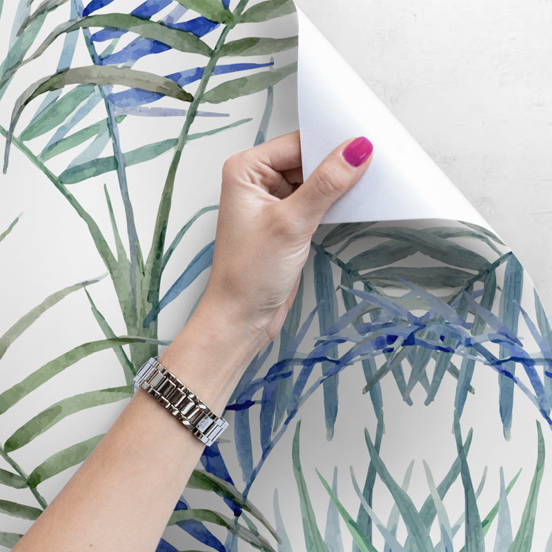 Brianah Matte Wallpaper Roll, Green/Blue/White, 250 x 104cm