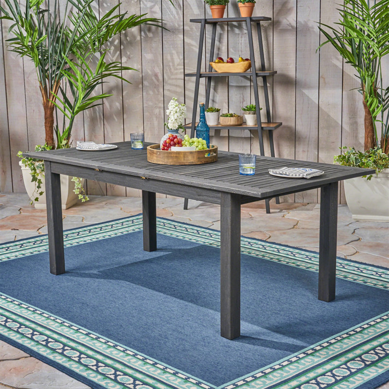 Table de salle à manger d'extérieur extensible en bois d'acacia (table incluse seulement)