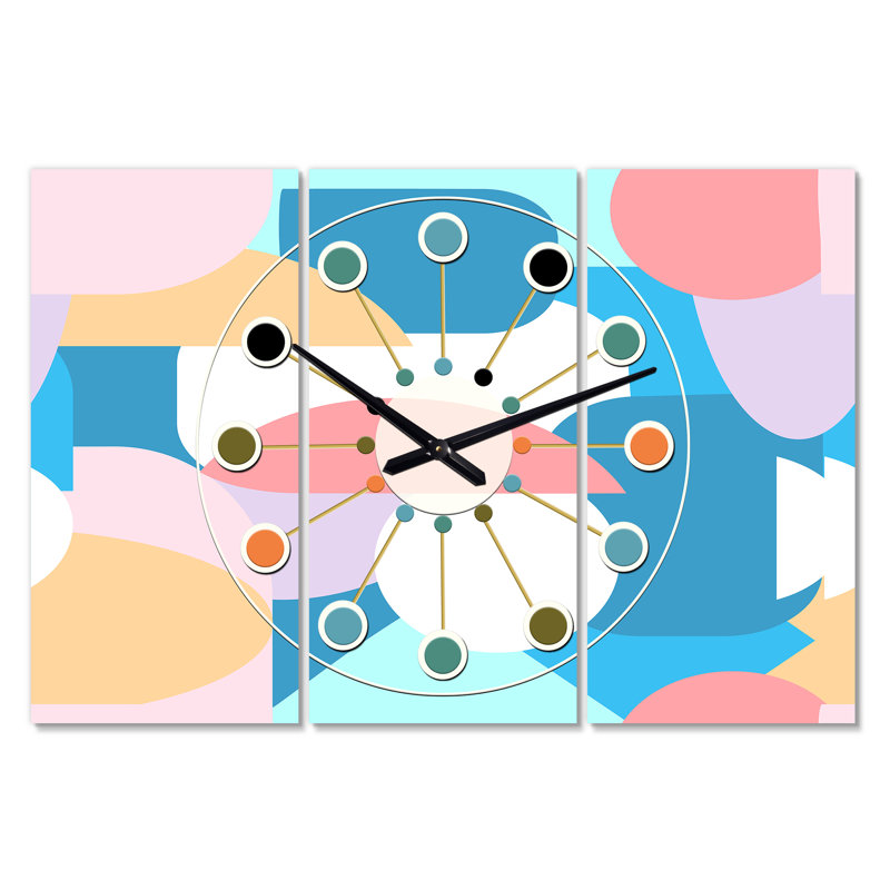 Très grande horloge murale rétro à géométrie abstraite abstraite ii Mid-Century