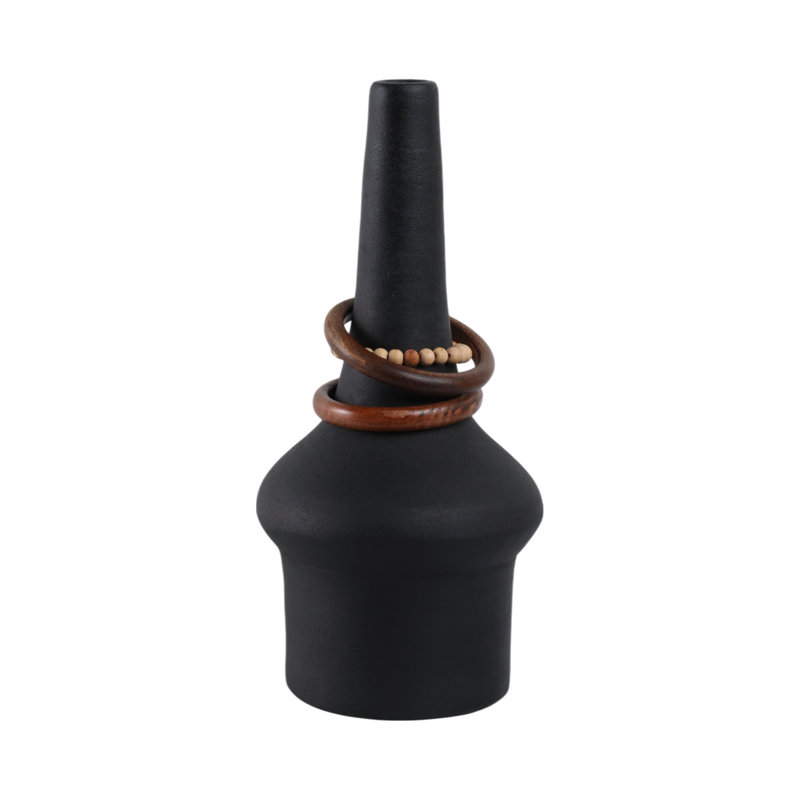Tiago Handmade Metal/Wood Table Vase, 18" H x 7" W x 7" D
