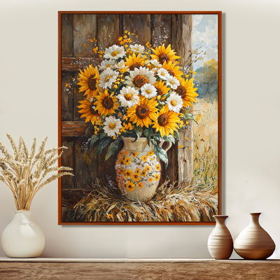 Donie Sunflower And Peony Bouquet At The Farm I - Sunflowers Wall Art