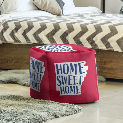 Cube Ottoman with Home Sweet Arkansas Print Multiple Color Options, Lightweight and Washable by East Urban Home