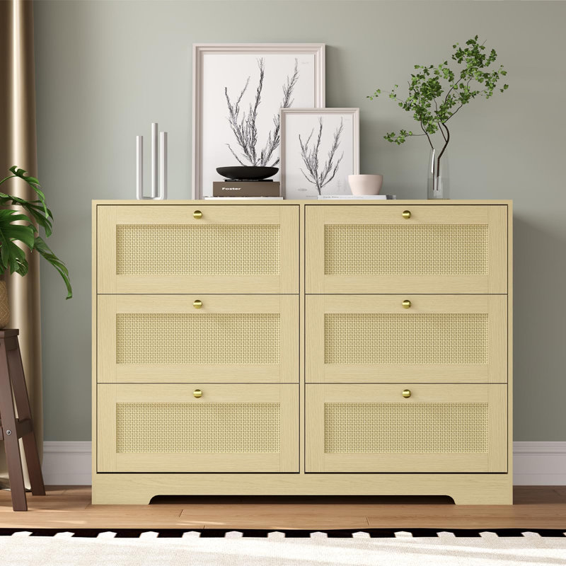 Commode 6 tiroirs Rattan