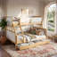 Lit superposé avec escalier de rangement et tiroirs sous le lit, structure de lit superposé en bois massif-934109453