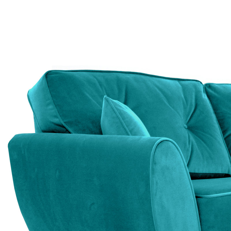 Rafe 3 Seater Velvet Sofa, Turquoise Velvet