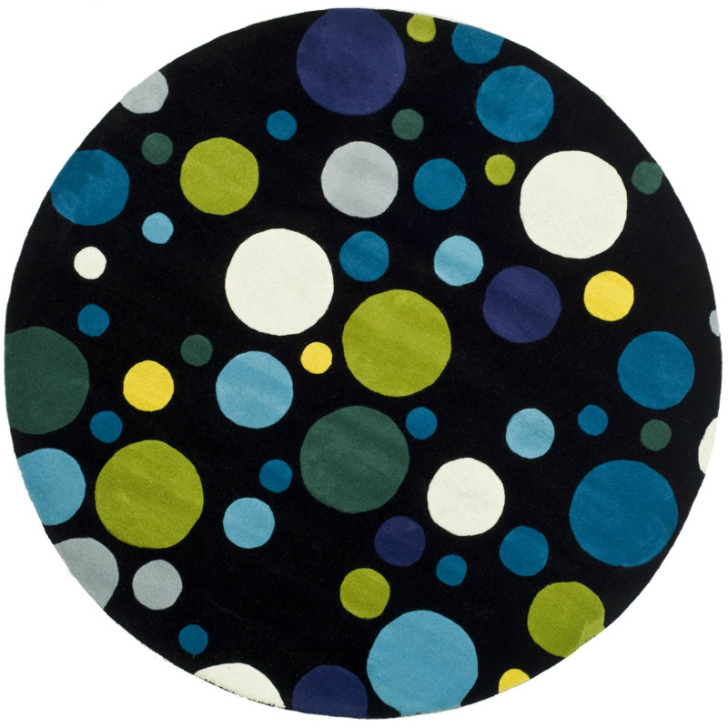 Amier Hand Tufted Wool Polka Dots Rug, Round 8'