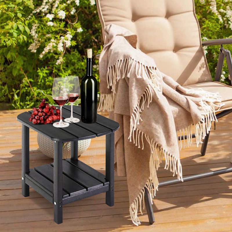 Oval Double Adirondack Side Table,Patio Table, Black