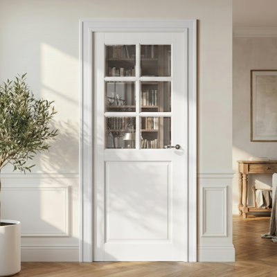 Portes françaises à dalle en verre transparent 30 po x 80 po 6 pièces sans quincaillerie