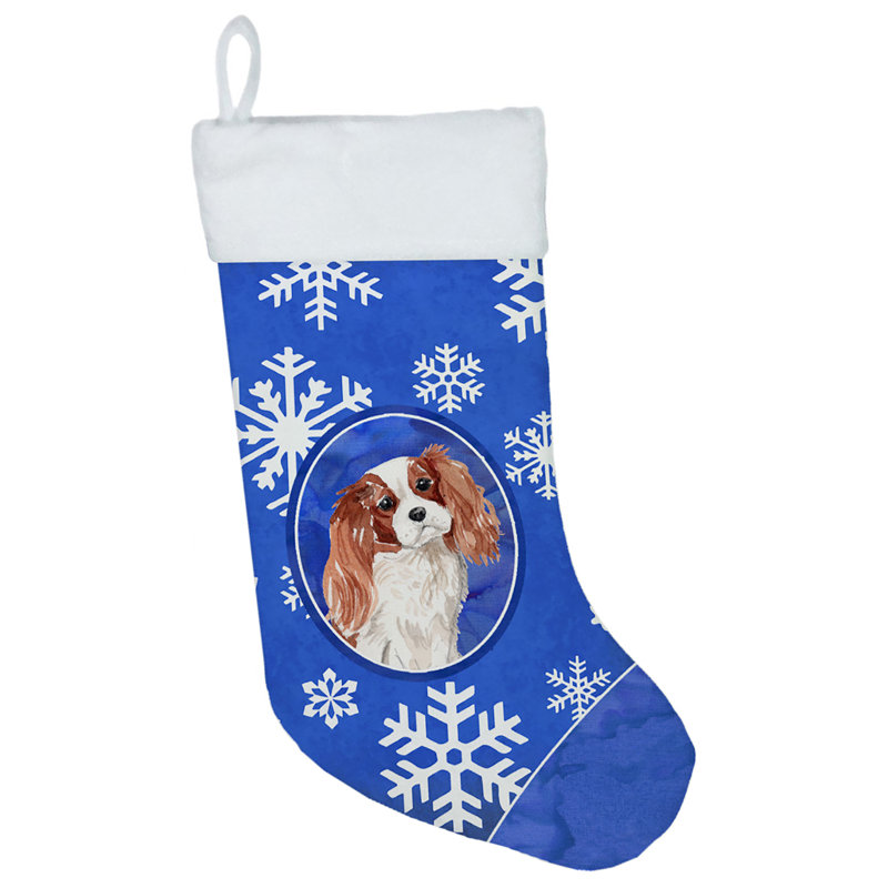 Chaussette de noël winter flocons de noël, Épagneul cavalier