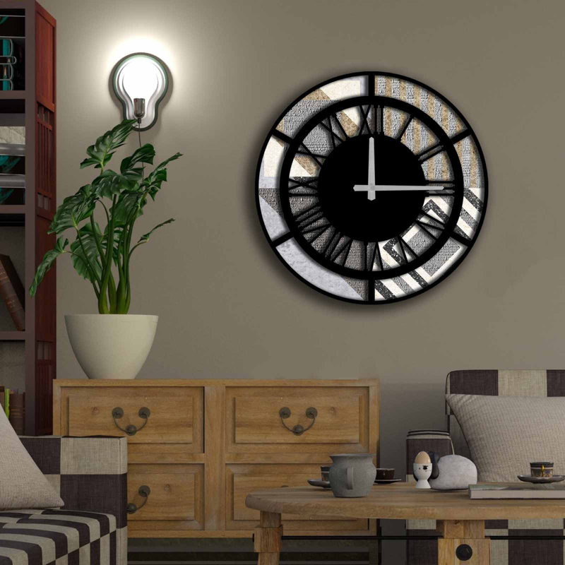 Horloge murale décorative élégante, 19,7 po de diamètre, 100% panneau de fibres à densité moyenne avec une épaisseur de 0,2 po | Nécessite 1 pile AA (non incluse) | Parfait pour la décoration intérieure, l'esthétique moderne et l'élégance intemporelle
