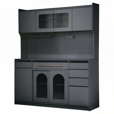 Large Coffee Bar Storage Cabinet with 6 Drawers and 5 Cabinets