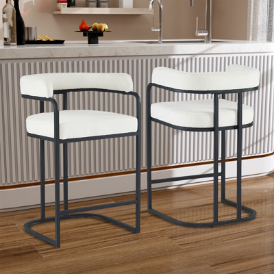 Ensemble de 2 tabourets de bar rembourrés modernes en chenille