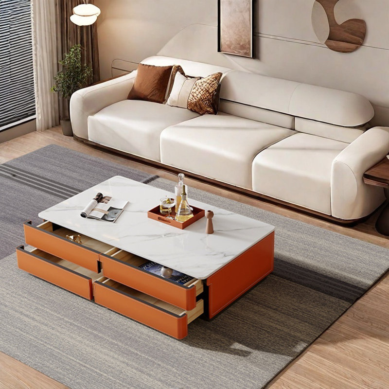 Table basse luxueuse de style italien, Brun