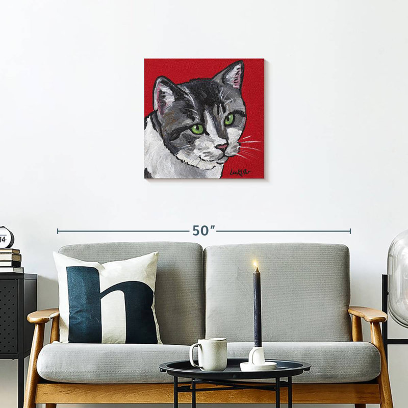 Crowle Cat Tabby On Red, 20" H x 20" W