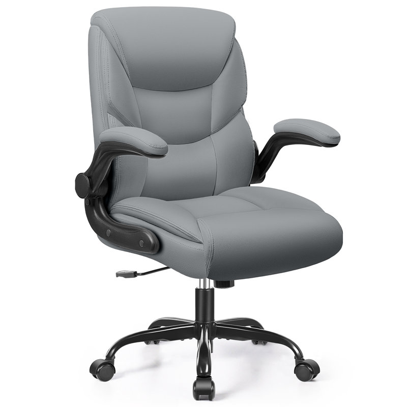 Loreene Ergonomic Executive Chair with Headrest and Flip -Up Armrests, Gray