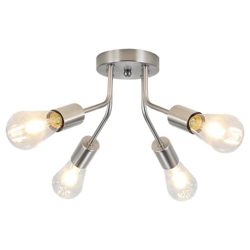 Fasnacht 4-Light 14.76" Sputnik Sphere Directional Spotlight Industrial Vintage Linear Light, Nickel