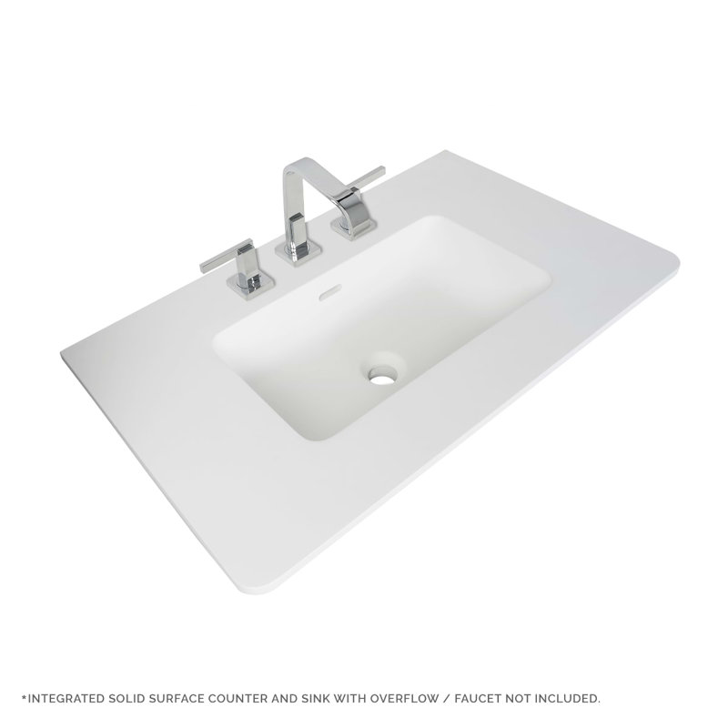 Luxe 30" Gloss Vanity With Counter, White