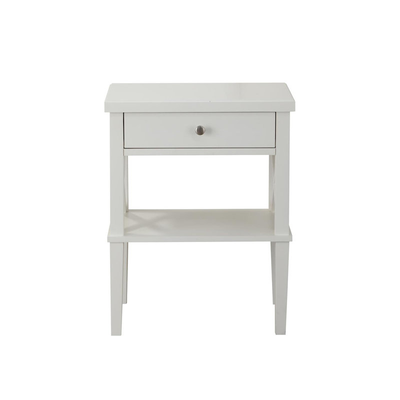 Alura Bed Side Table, Modern Nightstand With Drawer, Bedroom Nightstand, White