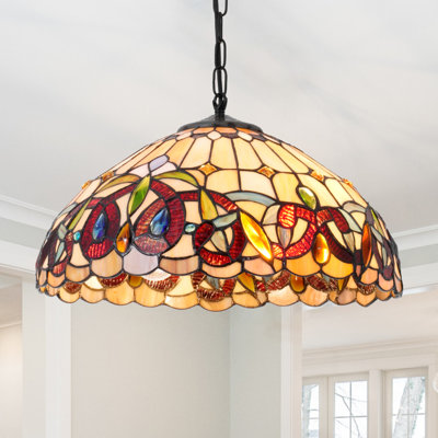 2-light Dimmable Tiffany Chandelier