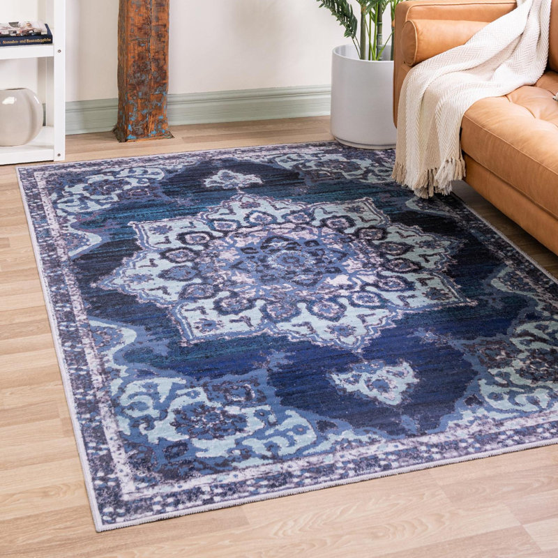 Tapis oriental gris / bleu Aten, Rectangle 10 pi 6 po x 13 pi 1 po