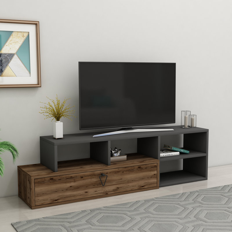 TV Stand for TVs up to 50" Hosni, Light Walnut/Dark Grey