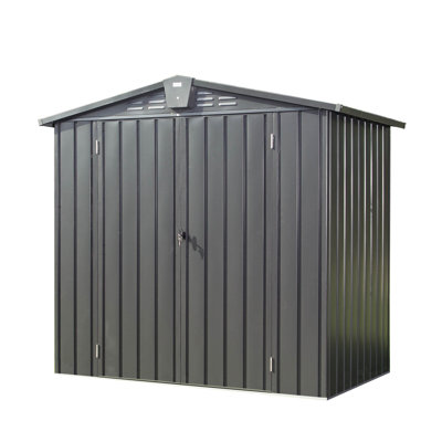 Remise de rangement en métal 6,5 pi x 4,2 pi Pour la cour, pour une utilisation en patio. Range les outils, les poubelles et les vélos. Verrouillable, ventilé. Rouille. 167 pieds cubes Remise d'extérieur noire en acier galvanisé 6,5 x 4,2 pi Patio, pelouse .