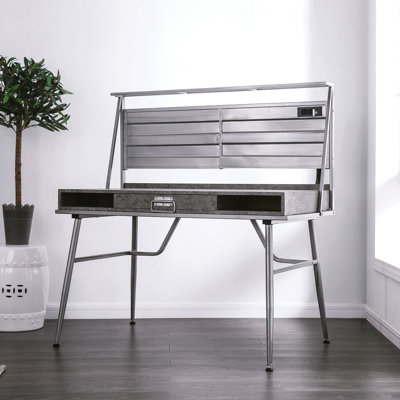 47.4" W Industrial Desk W/ USB, Silver
